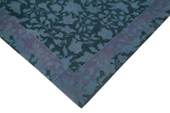 Needlepoint Mavi Çiçekli Pamuk Yün El Dokuma Halısı 292x395 Agacan