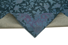 Needlepoint Mavi Çiçekli Pamuk Yün El Dokuma Halısı 292x395 Agacan