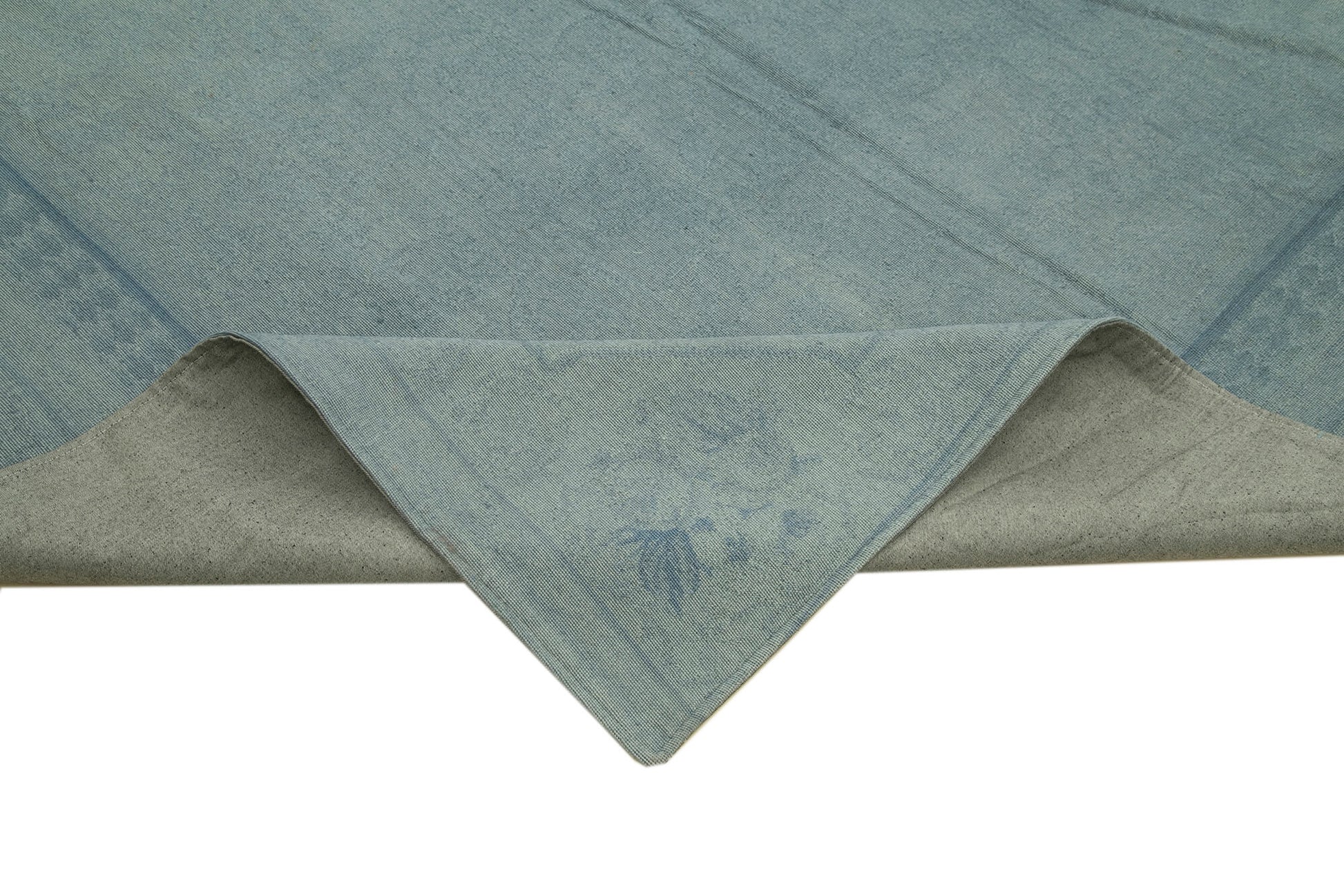 Needlepoint Mavi Çiçekli Pamuk Yün El Dokuma Halısı 276x388 Agacan