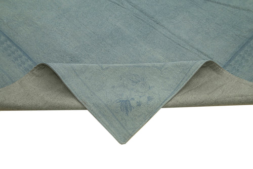 Needlepoint Mavi Çiçekli Pamuk Yün El Dokuma Halısı 276x388 Agacan