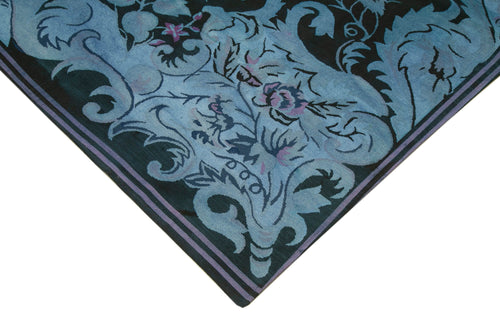 Needlepoint Mor Çiçekli Pamuk Yün El Dokuma Halısı 358x422 Agacan