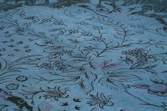 Needlepoint Mor Çiçekli Pamuk Yün El Dokuma Halısı 358x422 Agacan