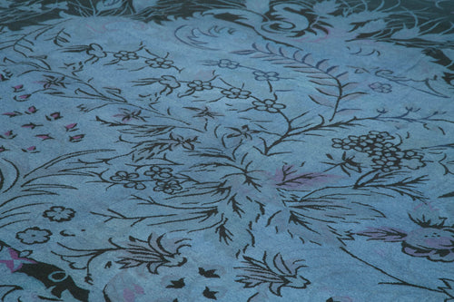 Needlepoint Mor Çiçekli Pamuk Yün El Dokuma Halısı 358x422 Agacan