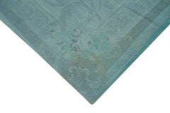Needlepoint Mavi Çiçekli Pamuk Yün El Dokuma Halısı 287x386 Agacan