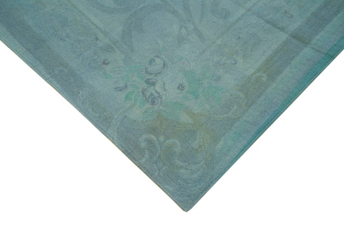 Needlepoint Mavi Çiçekli Pamuk Yün El Dokuma Halısı 287x386 Agacan