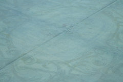 Needlepoint Mavi Çiçekli Pamuk Yün El Dokuma Halısı 287x386 Agacan