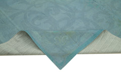 Needlepoint Mavi Çiçekli Pamuk Yün El Dokuma Halısı 287x386 Agacan