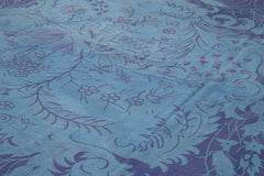 Needlepoint Mavi Çiçekli Pamuk Yün El Dokuma Halısı 308x446 Agacan