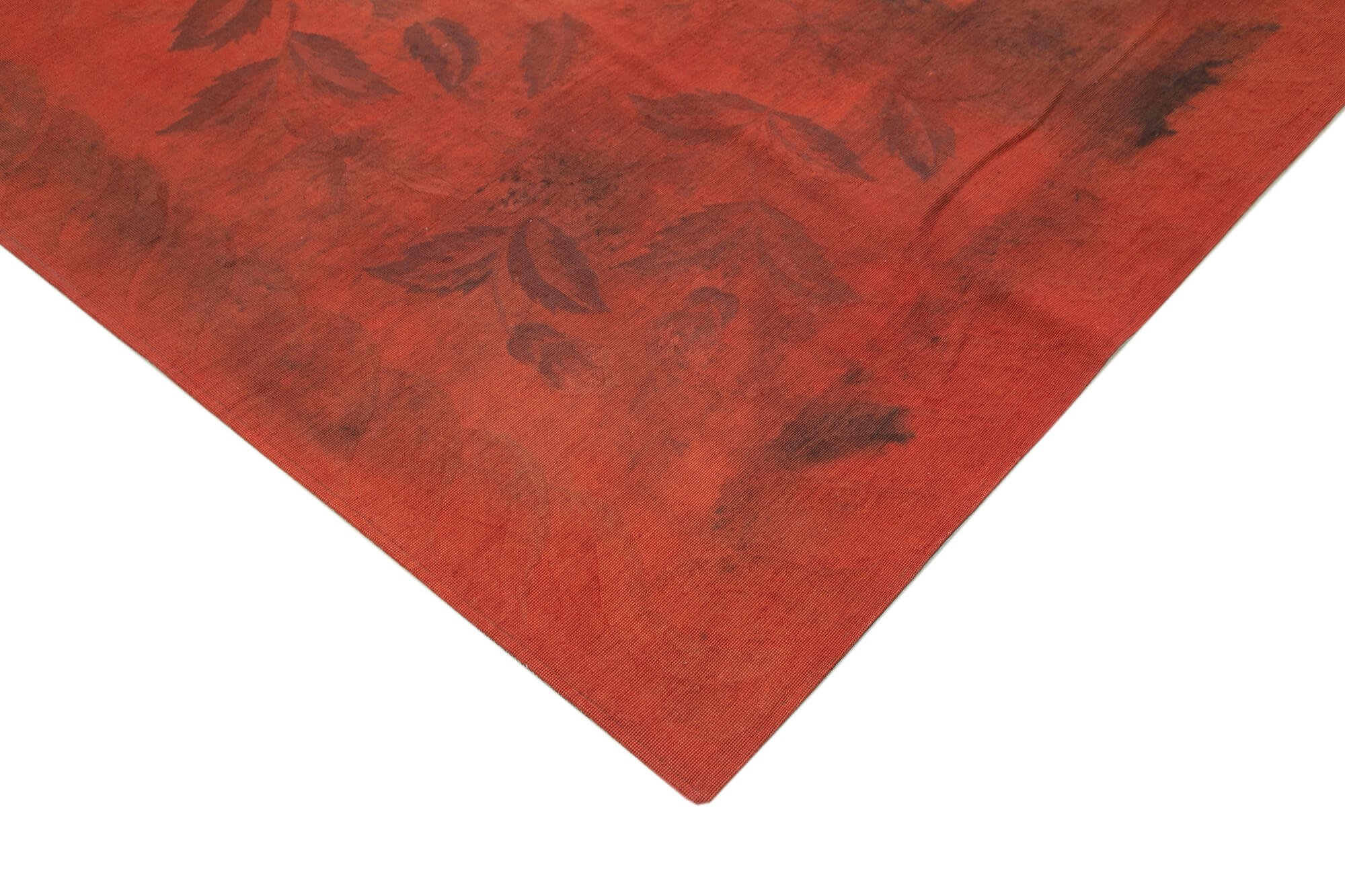 Needlepoint Kırmızı Çiçekli Pamuk Yün El Dokuma Halısı 278x358 Agacan