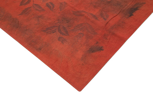 Needlepoint Kırmızı Çiçekli Pamuk Yün El Dokuma Halısı 278x358 Agacan
