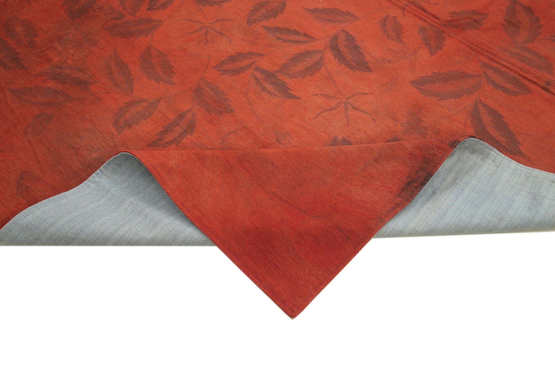 Needlepoint Kırmızı Çiçekli Pamuk Yün El Dokuma Halısı 278x358 Agacan