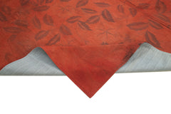 Needlepoint Kırmızı Çiçekli Pamuk Yün El Dokuma Halısı 278x358 Agacan