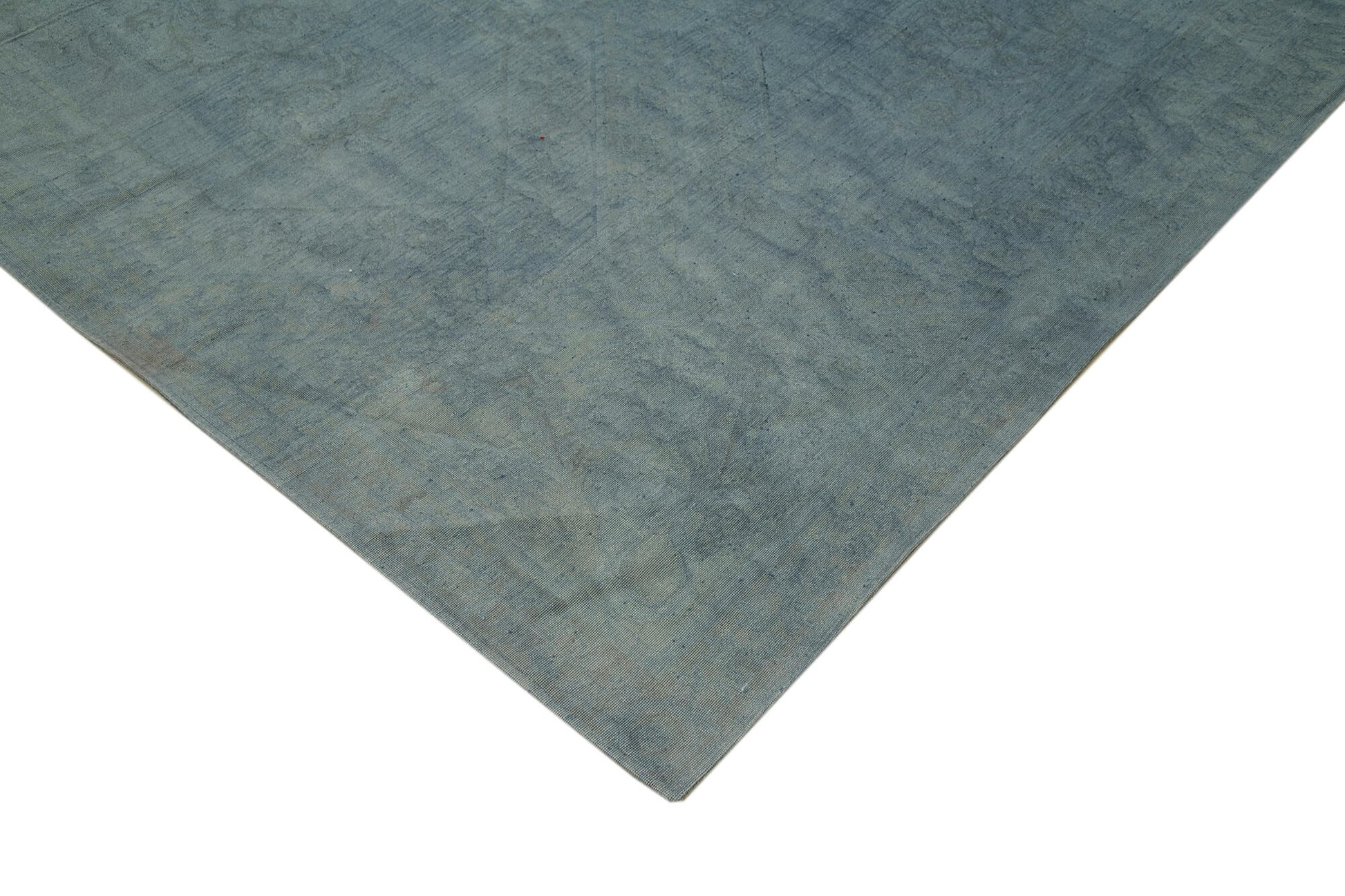 Needlepoint Mavi Çiçekli Pamuk Yün El Dokuma Halısı 325x439 Agacan