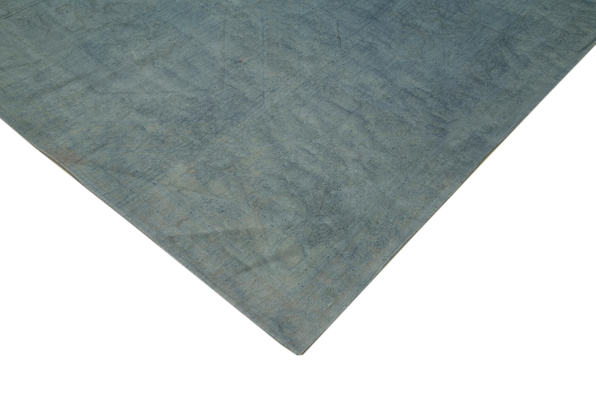 Needlepoint Mavi Çiçekli Pamuk Yün El Dokuma Halısı 325x439 Agacan