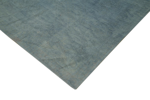 Needlepoint Mavi Çiçekli Pamuk Yün El Dokuma Halısı 325x439 Agacan