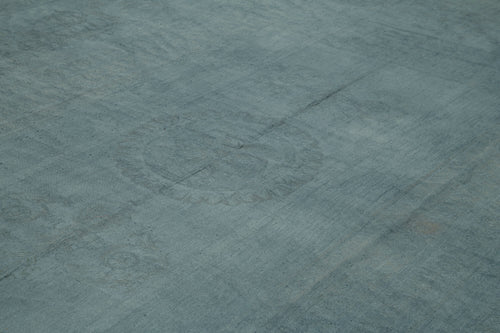 Needlepoint Mavi Çiçekli Pamuk Yün El Dokuma Halısı 325x439 Agacan