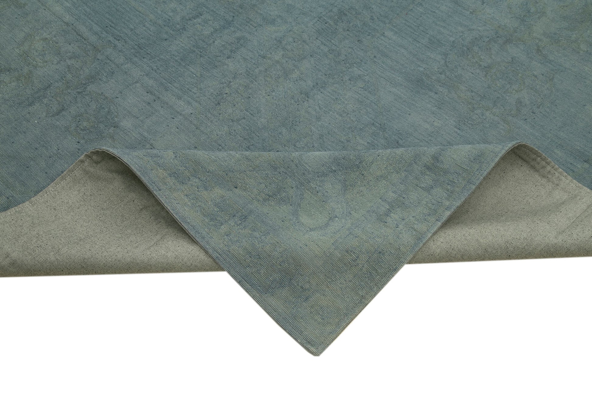 Needlepoint Mavi Çiçekli Pamuk Yün El Dokuma Halısı 325x439 Agacan