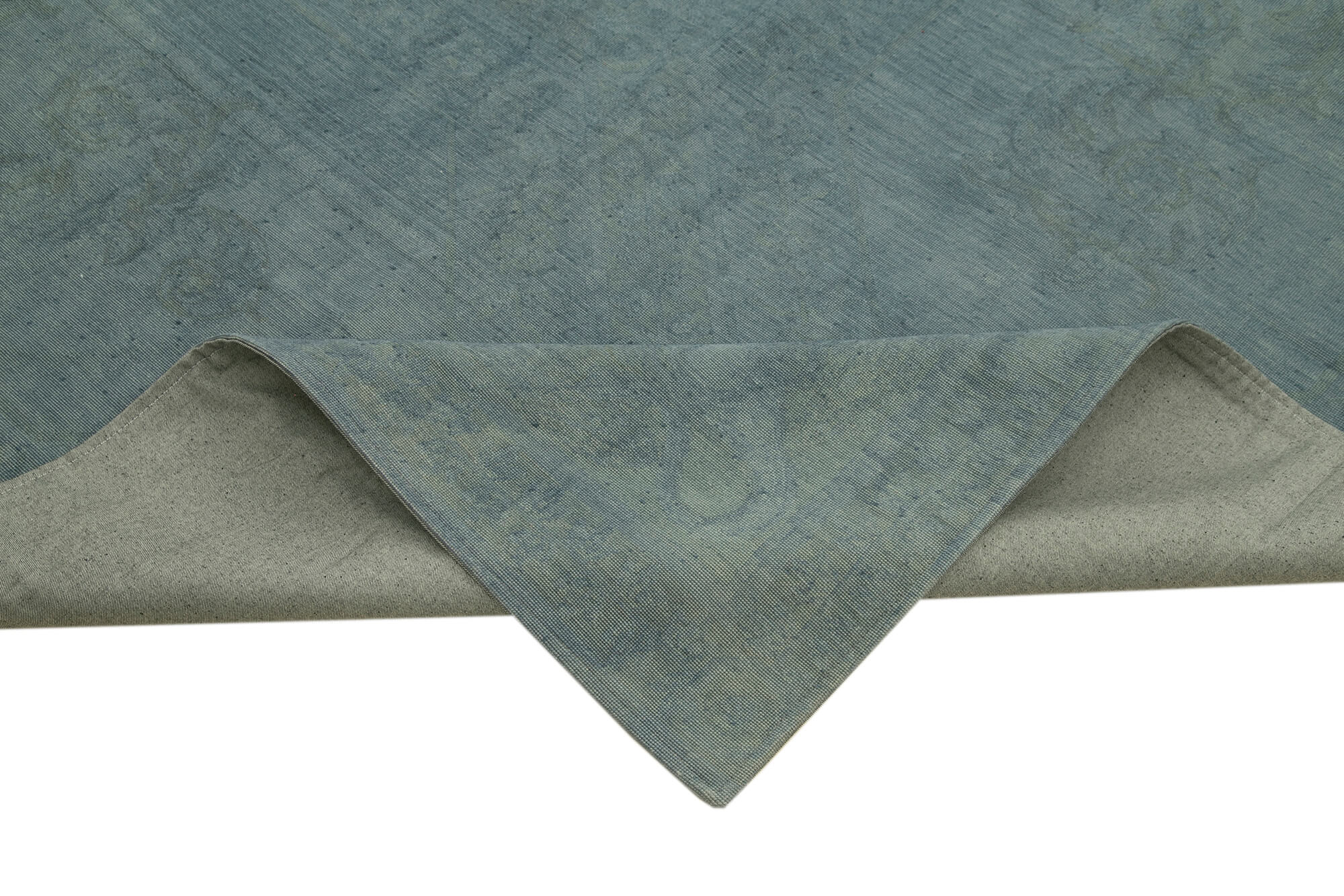 Needlepoint Mavi Çiçekli Pamuk Yün El Dokuma Halısı 325x439 Agacan