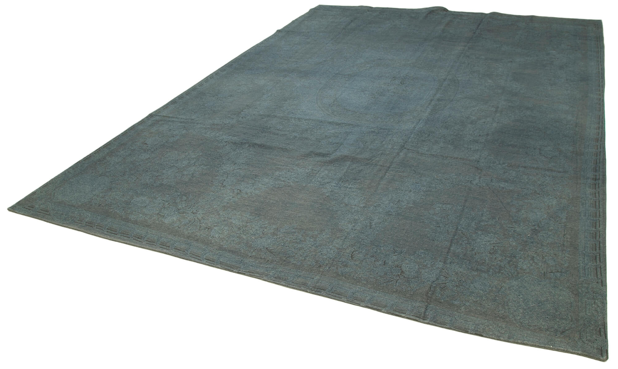 Needlepoint Gri Çiçekli Pamuk Yün El Dokuma Halısı 274x379 Agacan