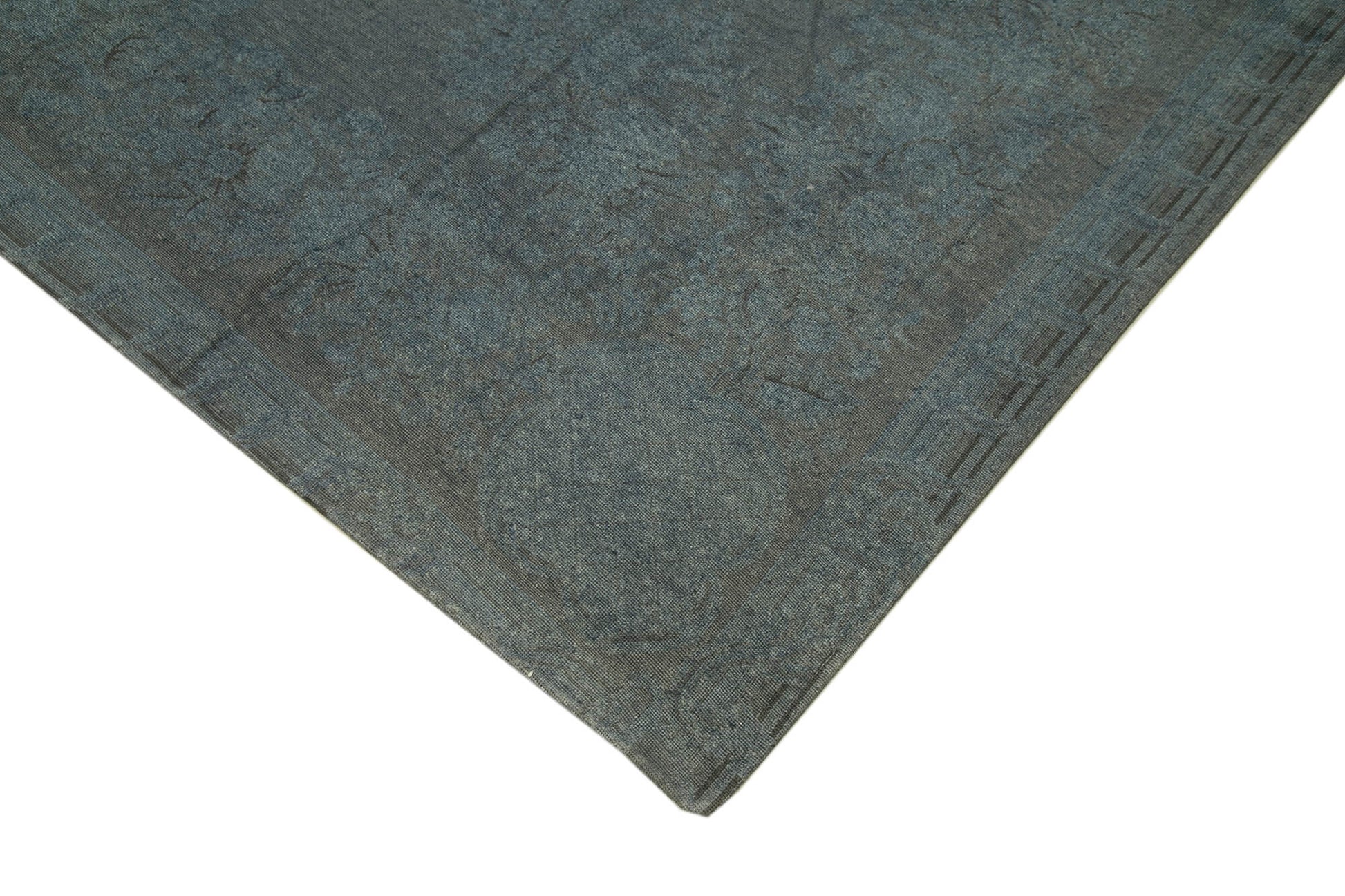 Needlepoint Gri Çiçekli Pamuk Yün El Dokuma Halısı 274x379 Agacan