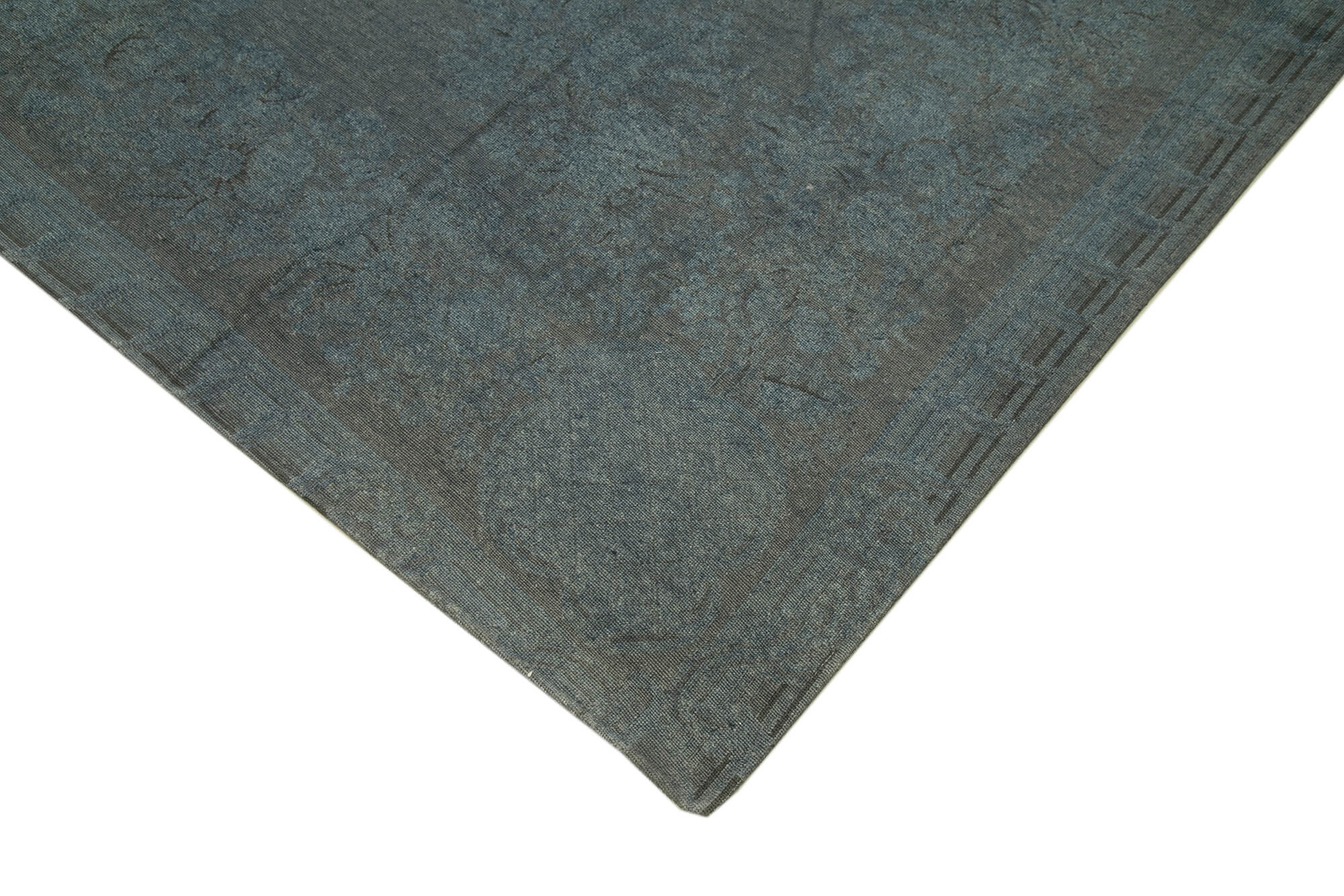 Needlepoint Gri Çiçekli Pamuk Yün El Dokuma Halısı 274x379 Agacan