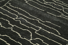 Morocco Siyah Geometrik Yün Pamuk El Dokuma Halısı 190x276 Agacan