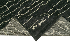 Morocco Siyah Geometrik Yün Pamuk El Dokuma Halısı 190x276 Agacan