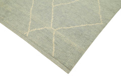 Morocco Mavi Geometrik Yün Pamuk El Dokuma Halısı 188x278 Agacan