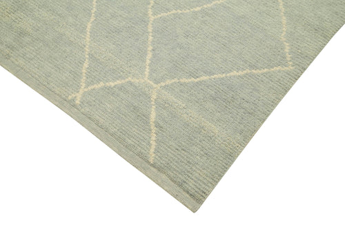 Morocco Mavi Geometrik Yün Pamuk El Dokuma Halısı 188x278 Agacan