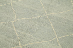 Morocco Mavi Geometrik Yün Pamuk El Dokuma Halısı 188x278 Agacan