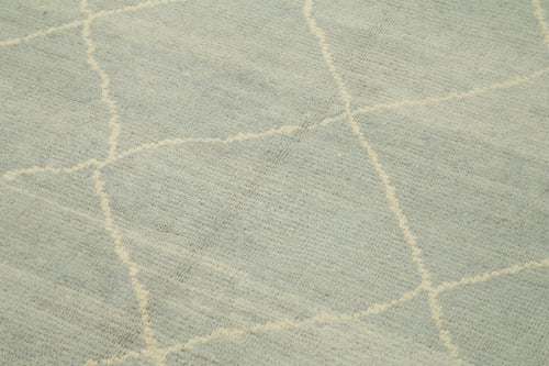 Morocco Mavi Geometrik Yün Pamuk El Dokuma Halısı 188x278 Agacan