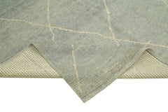 Morocco Mavi Geometrik Yün Pamuk El Dokuma Halısı 188x278 Agacan