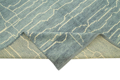 Morocco Mavi Geometrik Yün Pamuk El Dokuma Halısı 195x312 Agacan