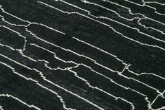 Morocco Siyah Geometrik Yün Pamuk El Dokuma Halısı 208x298 Agacan