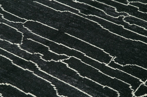 Morocco Siyah Geometrik Yün Pamuk El Dokuma Halısı 208x298 Agacan