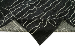 Morocco Siyah Geometrik Yün Pamuk El Dokuma Halısı 208x298 Agacan