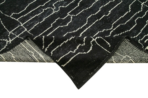 Morocco Siyah Geometrik Yün Pamuk El Dokuma Halısı 208x298 Agacan