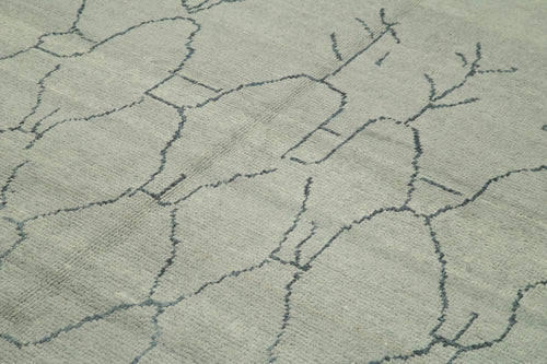 Morocco Gri Geometrik Yün Pamuk El Dokuma Halısı 188x276 Agacan