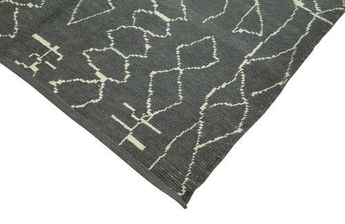 Morocco Gri Geometrik Yün Pamuk El Dokuma Halısı 192x278 Agacan