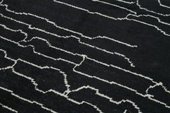 Morocco Siyah Geometrik Yün Pamuk El Dokuma Halısı 190x311 Agacan