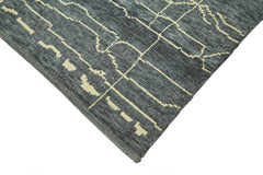 Morocco Mavi Geometrik Yün Pamuk El Dokuma Halısı 200x300 Agacan