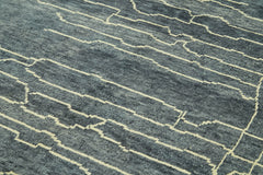 Morocco Mavi Geometrik Yün Pamuk El Dokuma Halısı 200x300 Agacan