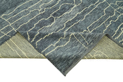 Morocco Mavi Geometrik Yün Pamuk El Dokuma Halısı 200x300 Agacan