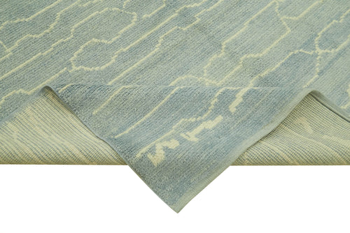 Morocco Mavi Geometrik Yün Pamuk El Dokuma Halısı 190x300 Agacan