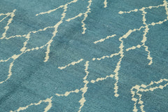 Morocco Mavi Geometrik Yün Pamuk El Dokuma Halısı 206x288 Agacan