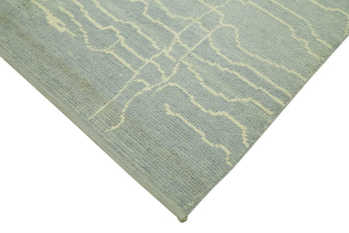 Morocco Mavi Geometrik Yün Pamuk El Dokuma Halısı 196x305 Agacan