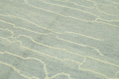 Morocco Mavi Geometrik Yün Pamuk El Dokuma Halısı 196x305 Agacan