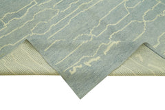 Morocco Mavi Geometrik Yün Pamuk El Dokuma Halısı 196x305 Agacan