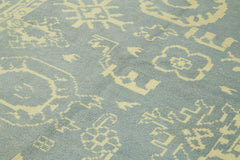 Morocco Mavi Geometrik Yün Pamuk El Dokuma Halısı 237x301 Agacan