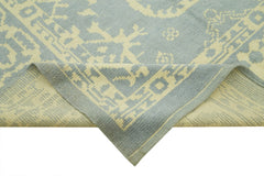 Morocco Mavi Geometrik Yün Pamuk El Dokuma Halısı 237x301 Agacan